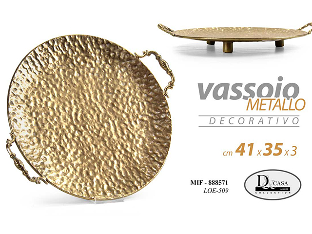 VASSOIO IN METALLO CON MANICI 41x35x3 CM