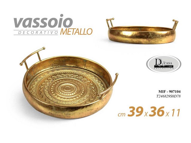 VASSOIO METALLO C/MANICI CM.39X36X11
