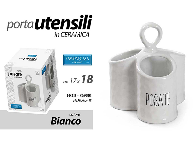 PORTAPOSATE CERAMICA BIANCA 17X18CM