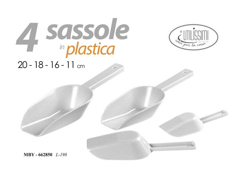 SASSOLE PLASTICA 4 PZ BIANCHE CM.20-18-16-11