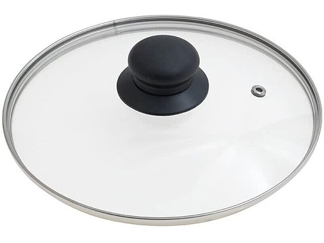 *COPERCHIO VETRO CM.10 CON BORDOINOX E SFIATO VAPORE