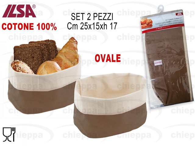 SET 2PZ CESTINO PANE OVALE MARR.-BEI