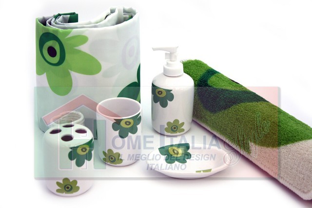 SET BAGNO 6 PZ (TENDA 180*180    +TAPPETINO+4 PZ CERAMICA