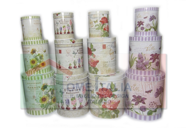 TRIS SCATOLA LATTA TONDA FLOWERART.T302-19