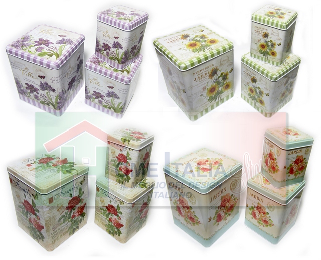 TRIS SCATOLA LATTA QUADRATA FLOWER A