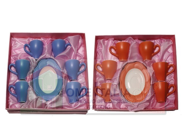 *SET 6 TAZ CAFFE CON PIATTI COLOR