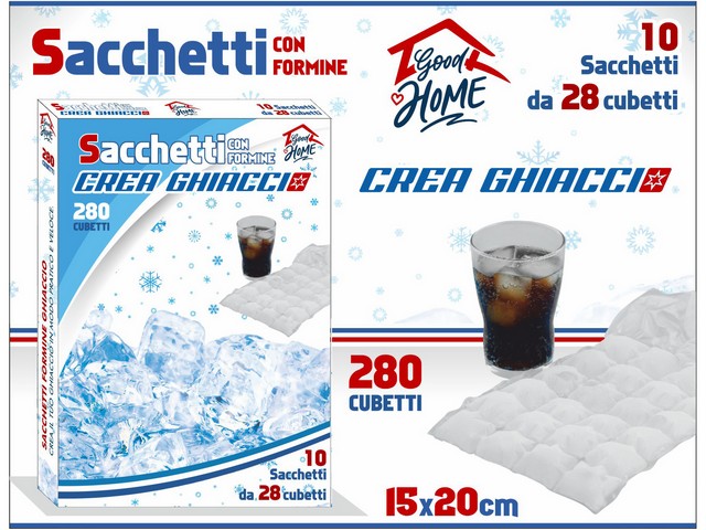SACCHETTI CREA GHIACCIO 28 CUBETTI  10 PZ CM.15X20