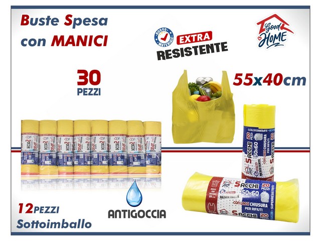 BUSTE SPESA CM.55x40 30PZ GIALLO