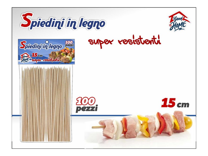 SPIEDINI LEGNO CM.15 PEZZI 100