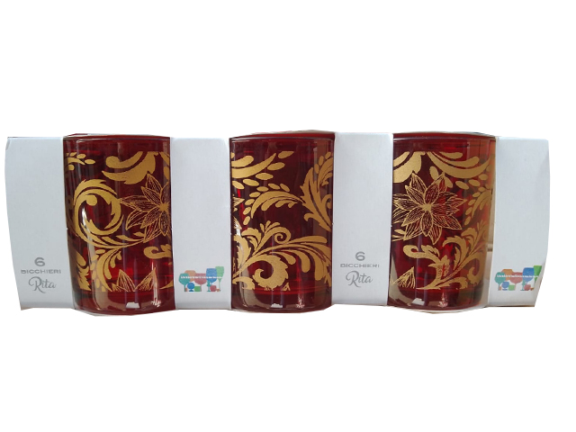*BICCHIERI 6 PZ RITA ROSSO/ORO