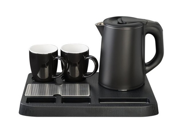 SET BOLLITORE 0.8L VASSOIO+2 TAZZE NERO WK9102 1360W EVA 029102