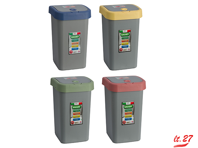 *PATTUMIERA LT.27 4PZ BLU/GIALLO/VERDE/ROSSO ART.0634