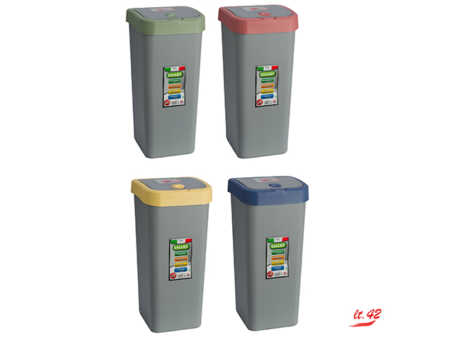 *PATTUMIERA LT.42 4PZ BLU/GIALLO/VERDE/ROSSO ART.0634XL