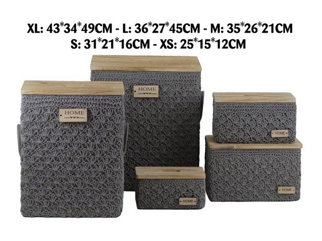 SET 5 CONTENITORI RETT. NATURE GREY FABRICTON 60797