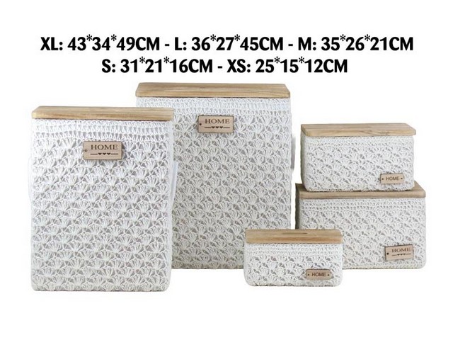 SET 5 CONTENITORI RETT. NATURE WHITE FABRICTON 60809