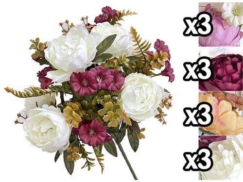 BOUQUET PEONIE SHABBY 2 COLORI 42CM 4 ASS.XIA 59935