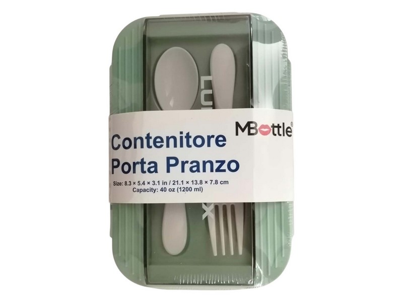 *PORTAPRANZO VERDE CON FORCHETTAE CUCCHIAIO BL10060/VE