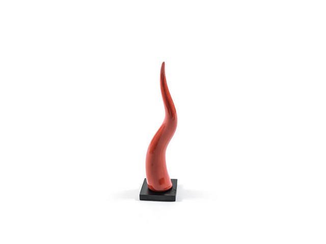 CORNO ROSSO PORCELLANA C/BASE 6X6XH22