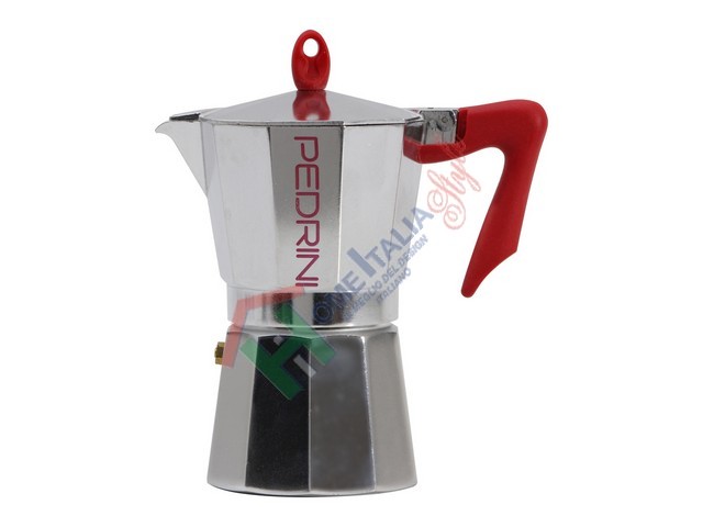 CAFFETTIERA 6 TZ 9084-0 BRILLANTATA MANICO ROSSO CON FASCIA