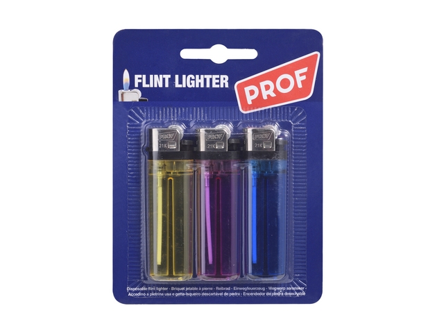 ACCENDINO PROF 3PZ FLINT TRASPARENTE 41009474