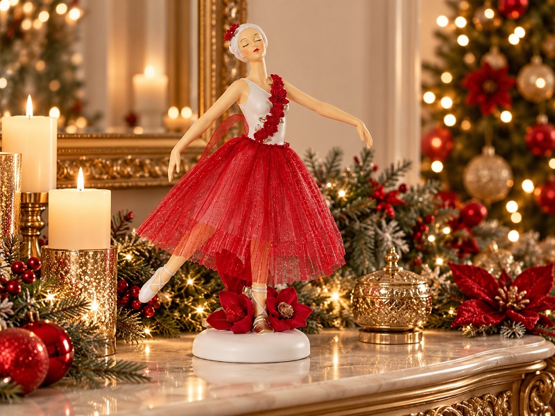 *BALLERINA C/FIORI ROSSI CM.20X10XH31 21641