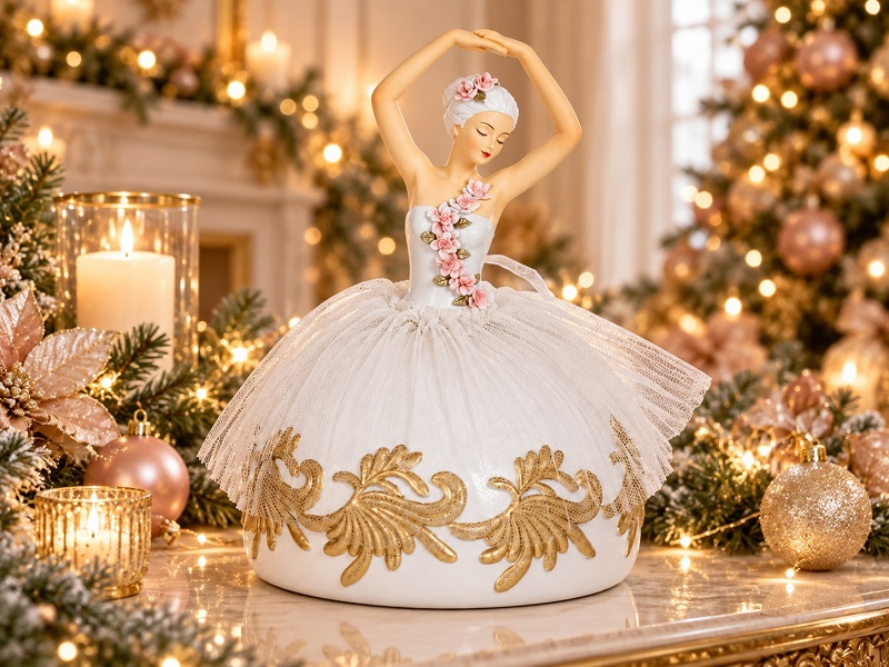 *BUSTO BALLERINA C/ROSE ROSA CM.13X13XH20 21642
