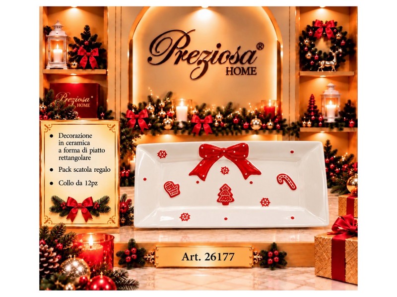 *PIATTO CERAMICA RETTANGOLARE    CM.31X16X3H 26177