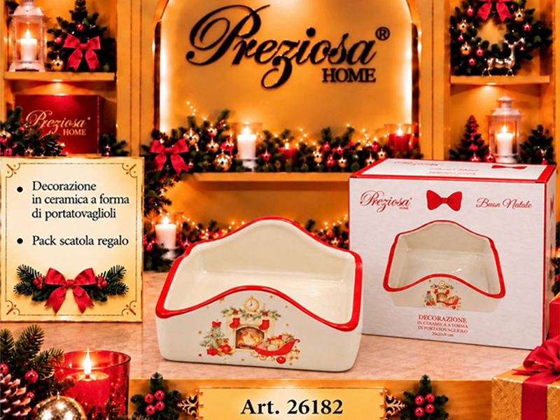 *PORTATOVAGLIOLI CERAMICA CM.20X20 NATALE 26182