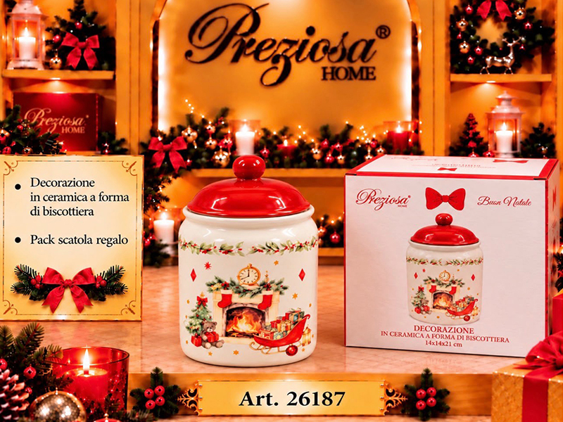 *BARATTOLO CERAMICA D.14XH21 NATALE 26187