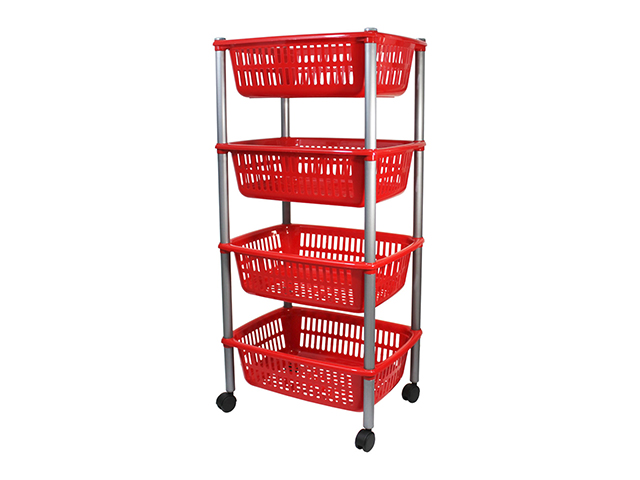 CARRELLO 4 RIPIANI ROSSO BRILLANTE CM 30x40x85 9019006BM29