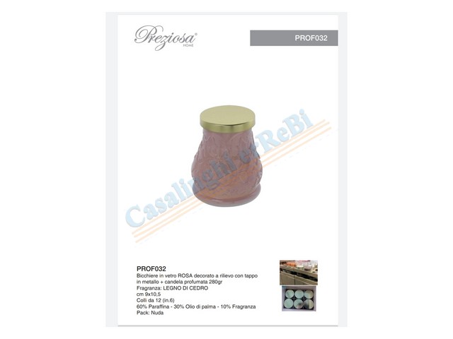 *BICCHIERE VETRO ROSA C/TAPPO + C    PROF032