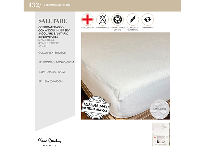 *COPRIMATERASSO C/ANGOLO CM.90X200+30 SALUTARE.1P PIERRE CARDIN