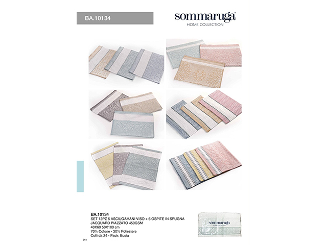 *ASCIUGAMANI 12PZ SOMMARUGA 6 VISO+6 OSPITI SPUGNA 50X100+40X60
