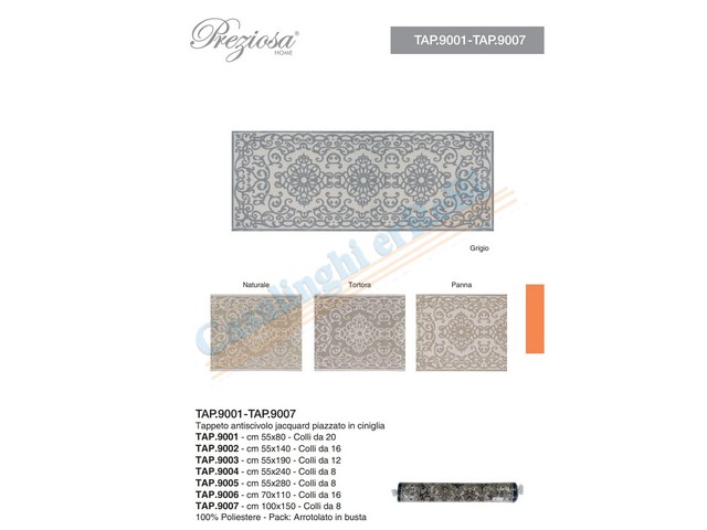 *TAPPETO ANTISCIVOLO 55X240 JACQUARD TAP.9004
