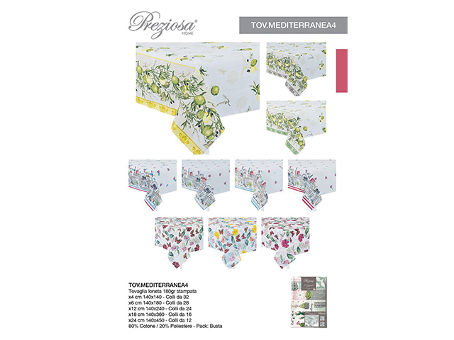 *TOVAGLIA LONETA 140X140 MEDITERRANEA 4X4