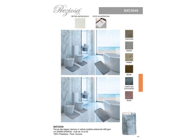 *TRIS TAPPETO BAGNO MEMORY IN VELLUTO BAT.0049