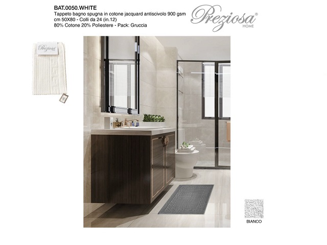 *TAPPETO BAGNO SPUGNA BAT.0050 WHITE CM.50X80