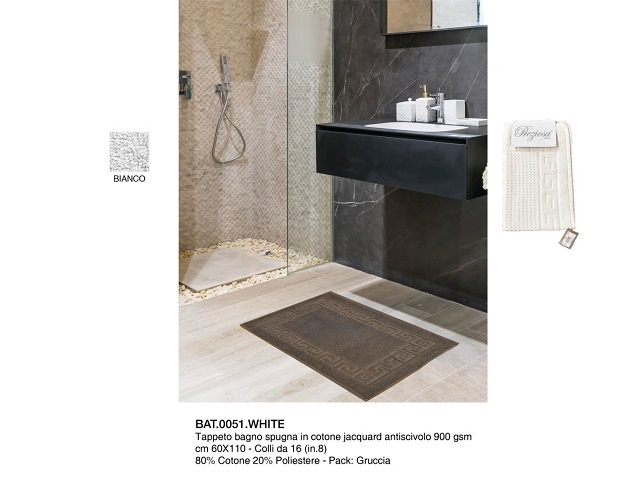 *TAPPETO BAGNO SPUGNA BAT.0051 WHITE CM.60X110