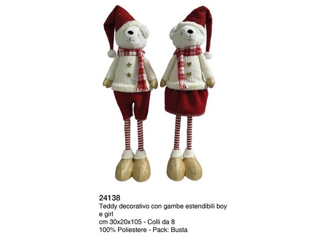 *TEDDY DECORATIVO BOY/GIRL 30X20X105 GAMBE ESTENSIBILI 24138