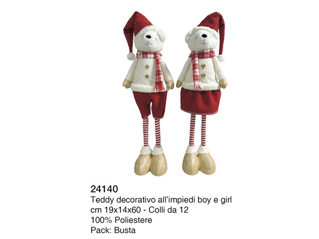 *TEDDY DECORATIVO BOY/GIRL CM.19X14X60 ALL\'IMPIEDI 24140