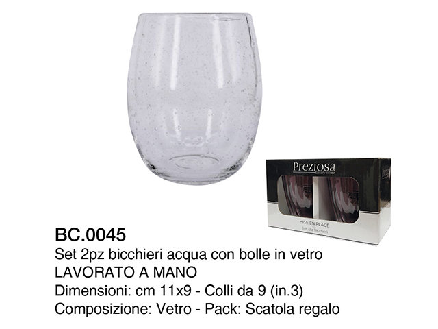 *BICCHIERI C/2 ACQUA C/BOLLE BC.0045 TRASPARENTE