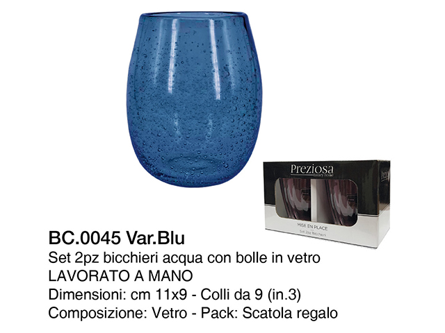 *BICCHIERI C/2 ACQUA C/BOLLE BC.0045 BLU