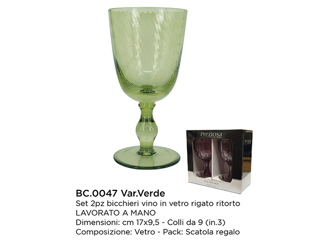*BICCHIERI C/2 VINO C/BOLLE BC.0047 VERDE