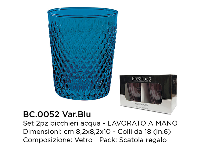 *BICCHIERI C/2 ACQUA BC.0052 BLU