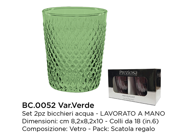 *BICCHIERI C/2 ACQUA BC.0052 VERDE