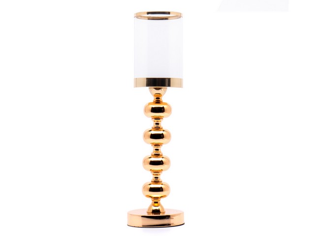 PORTACANDELA SFERE ORO 12X12X44CM