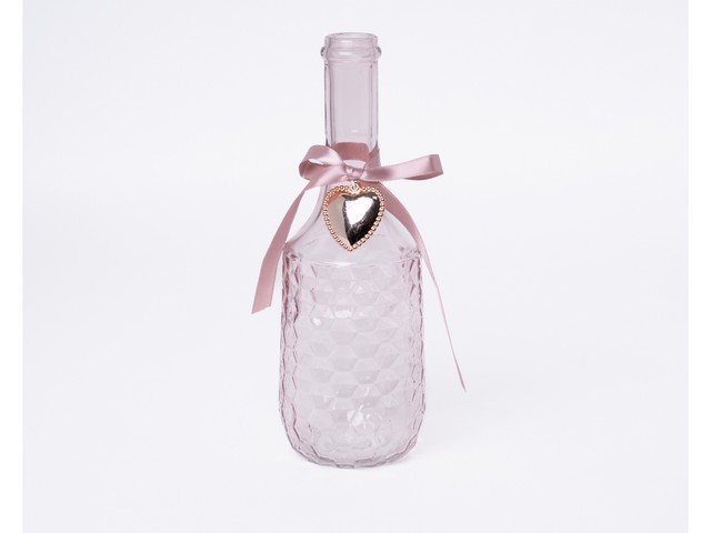 PORTACANDELA BOTTIGLIA ROSA 8X23CM