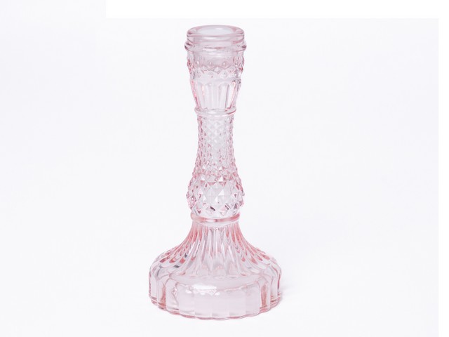 PORTACANDELA KRISTAL ROSA 9x16CM