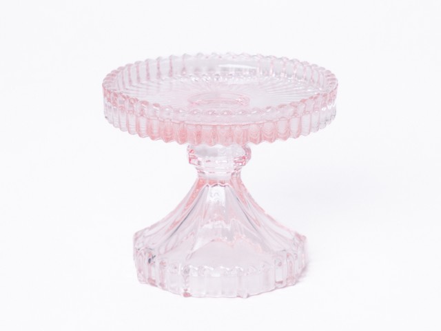 ALZATINA PORTACANDELA KRISTAL ROSA  10X9CM