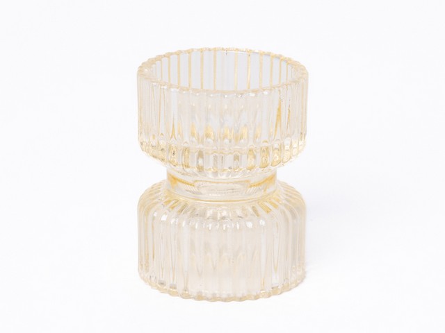 PORTACANDELA VETRO RIGATO AMBRA6X8CM